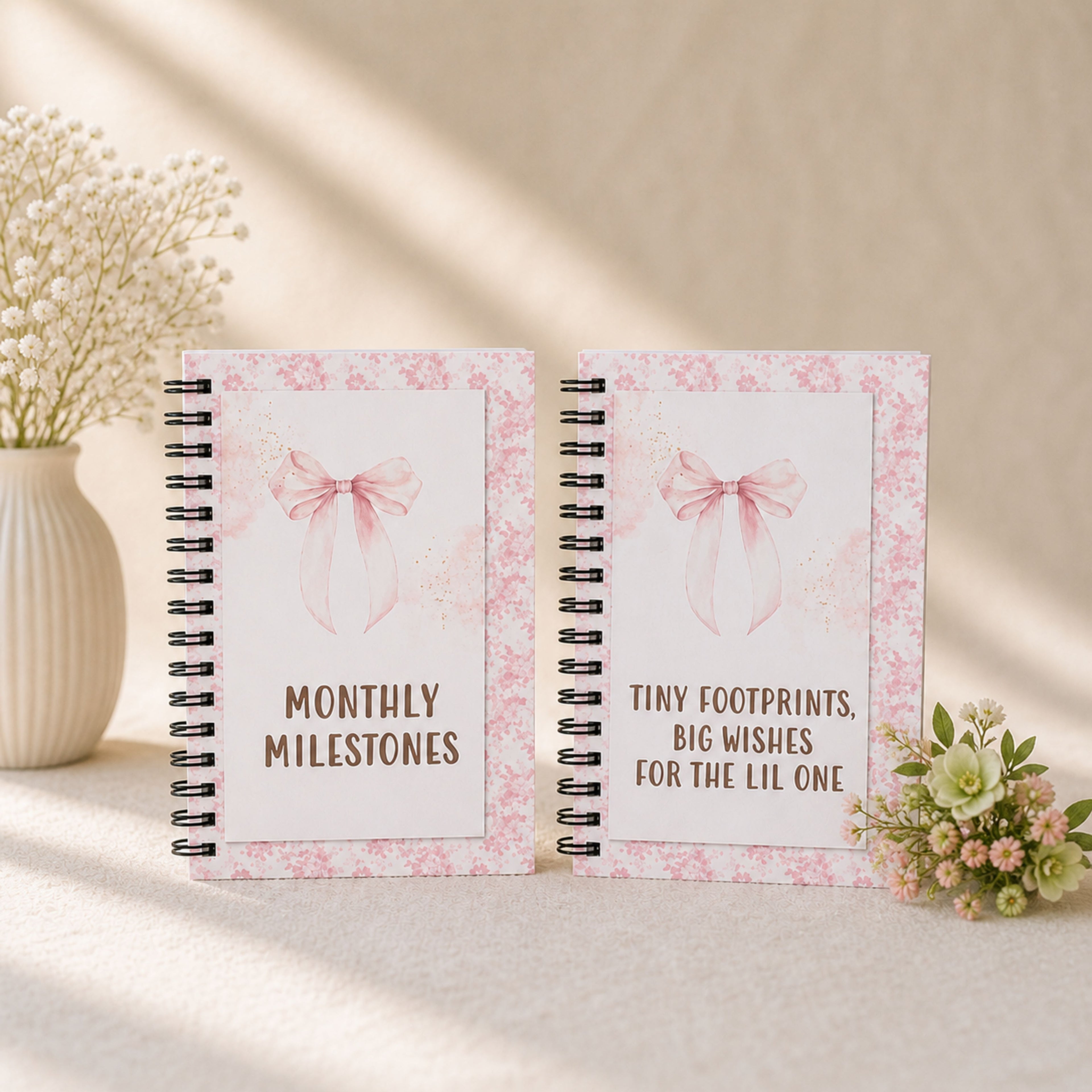 Two Journals, One Beautiful Story -  Pastel Pink Nursery Motifs