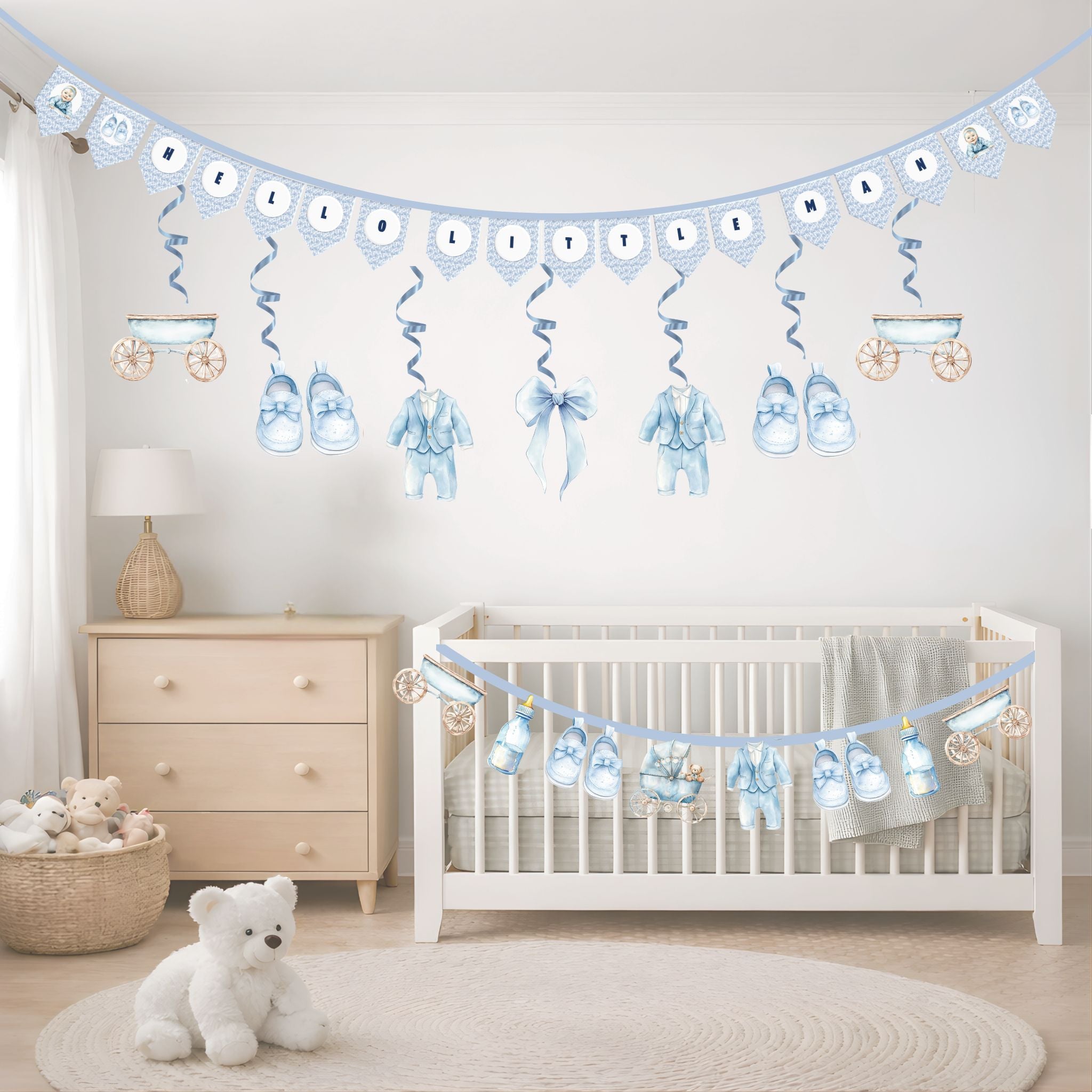 Welcome Decor For Baby Boy - Pastel Blue Nursery Motifs