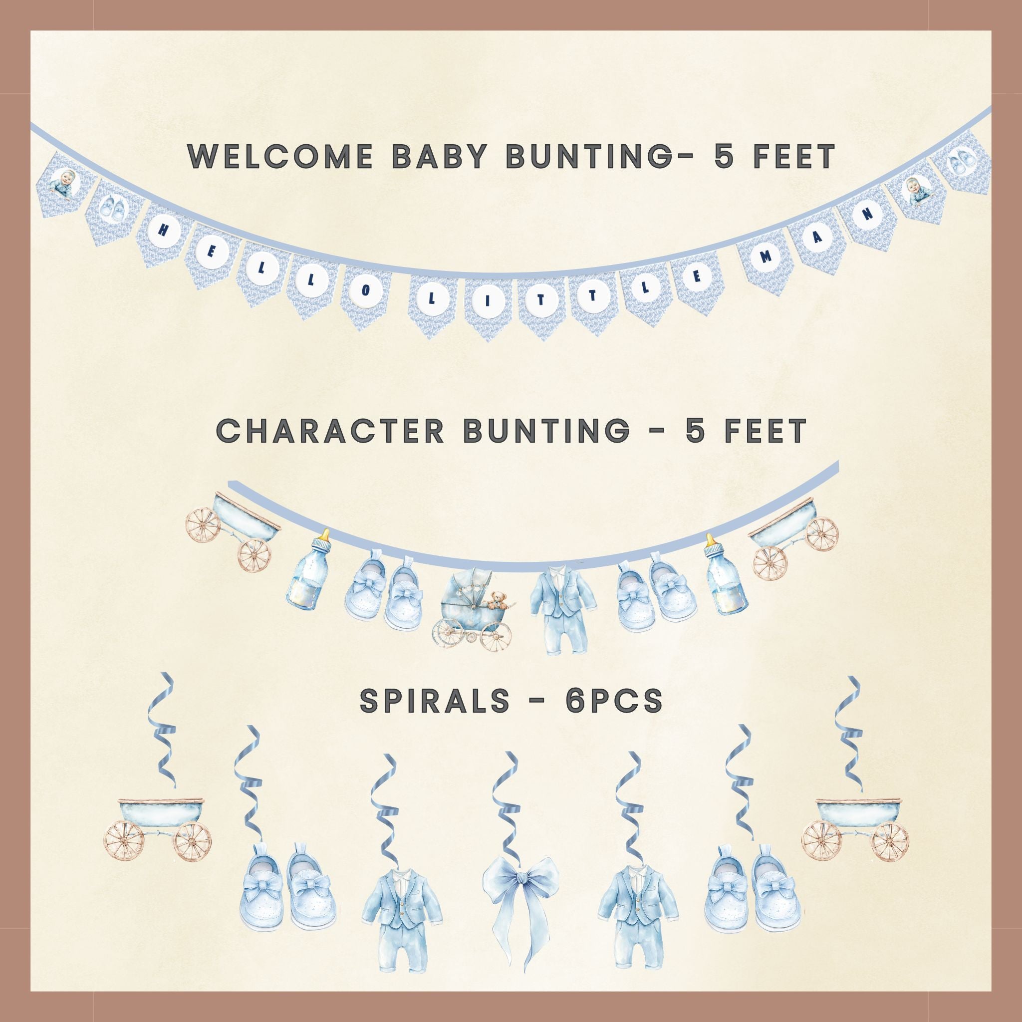 Welcome Decor For Baby Boy - Pastel Blue Nursery Motifs