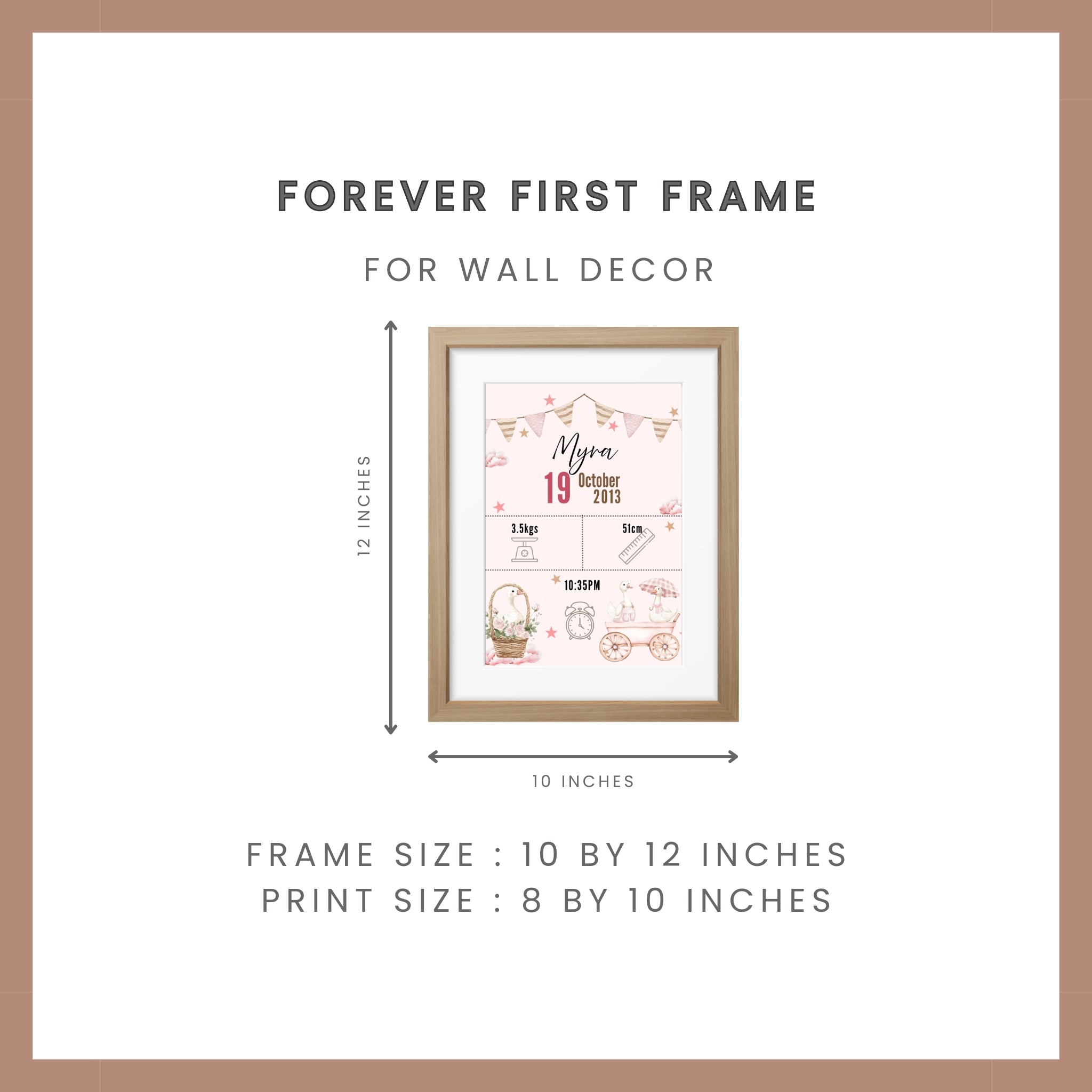 Birth Announcement Frame- Stork Pink