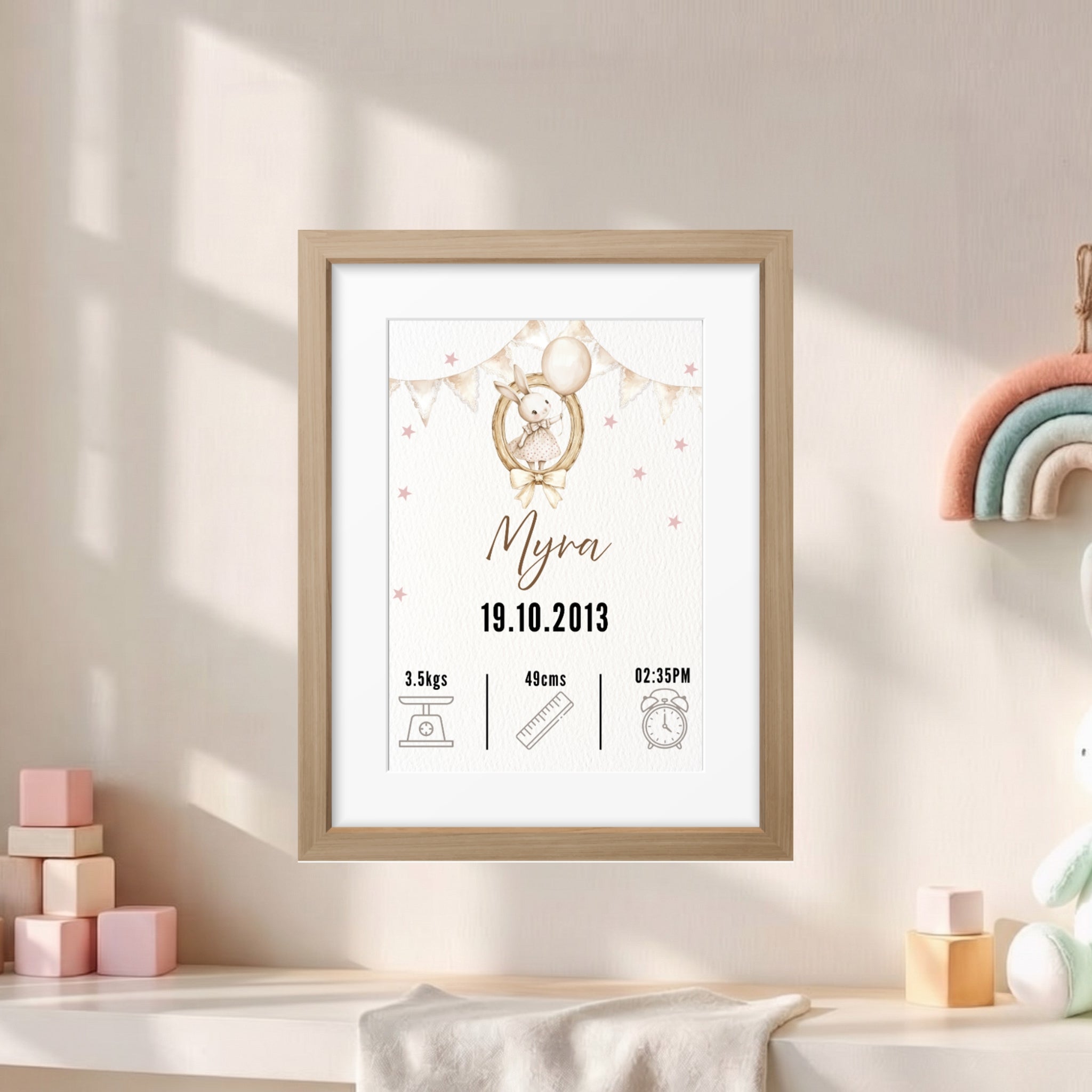 Birth Announcement Frame - Bunny Brown