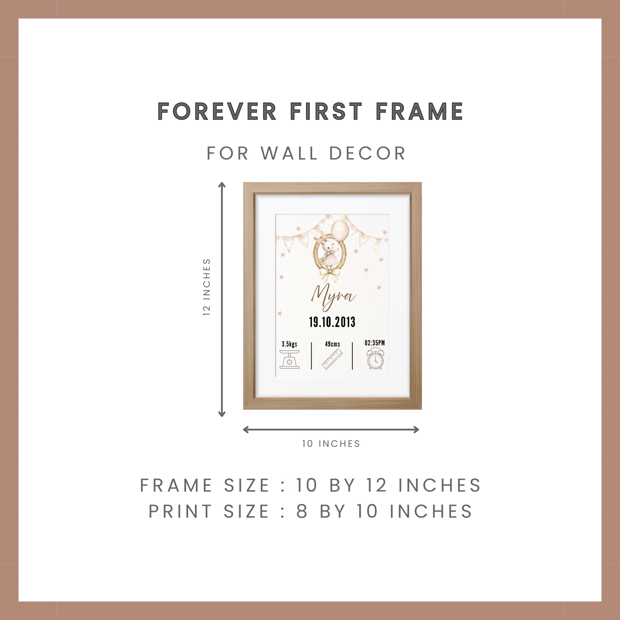 Birth Announcement Frame - Bunny Brown