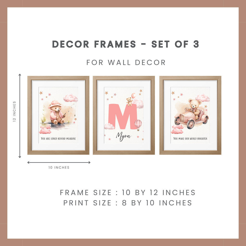 Personalized Nursery Wall Art & Quote - Teddy Pink
