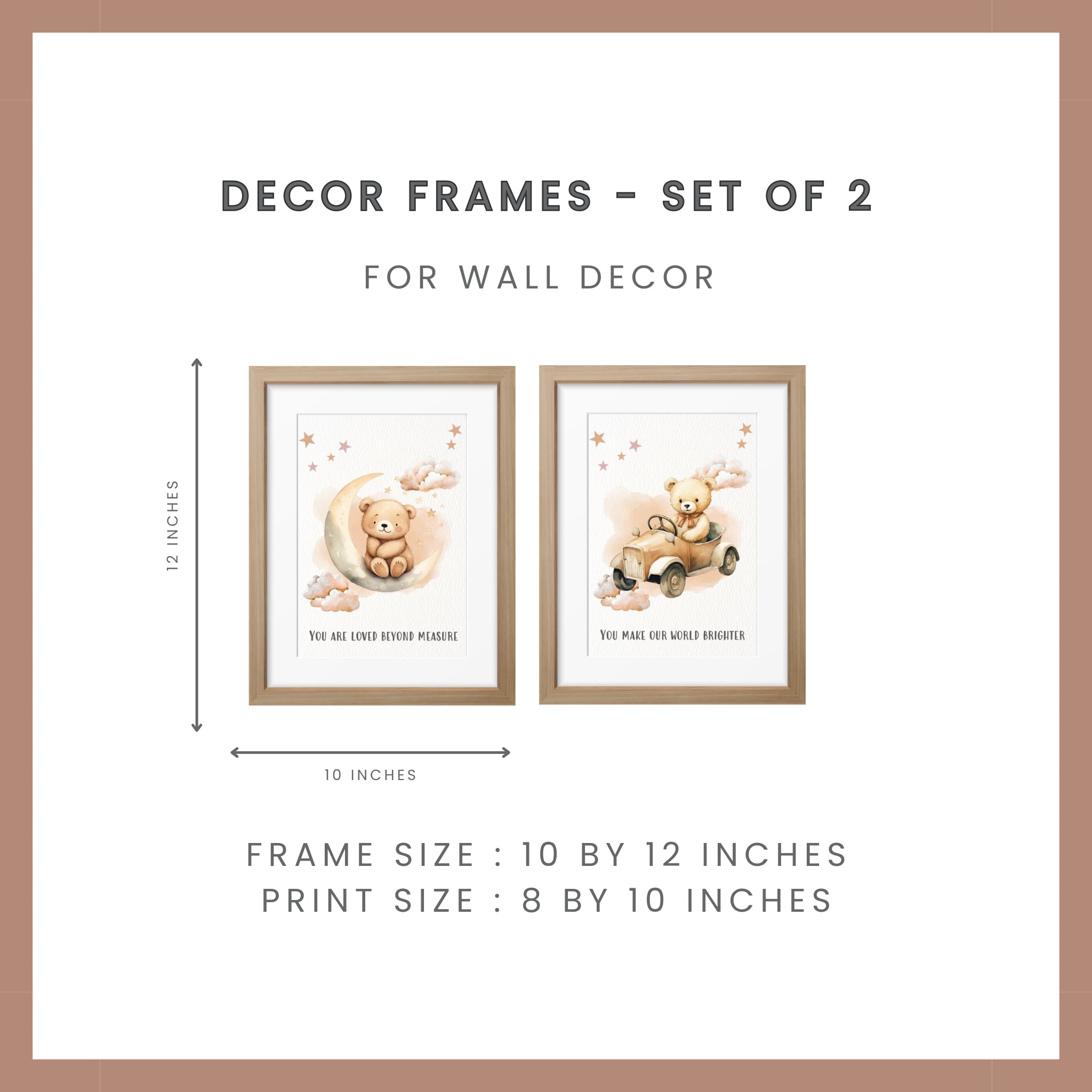 Nursery Wall Art With Quote - Teddy Brown
