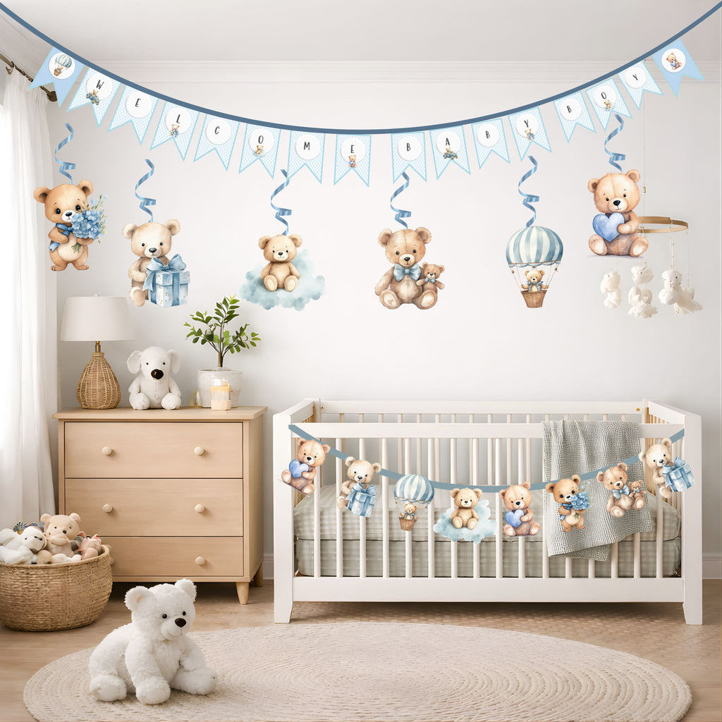Welcome Decor For Baby Boy- Teddy Blue