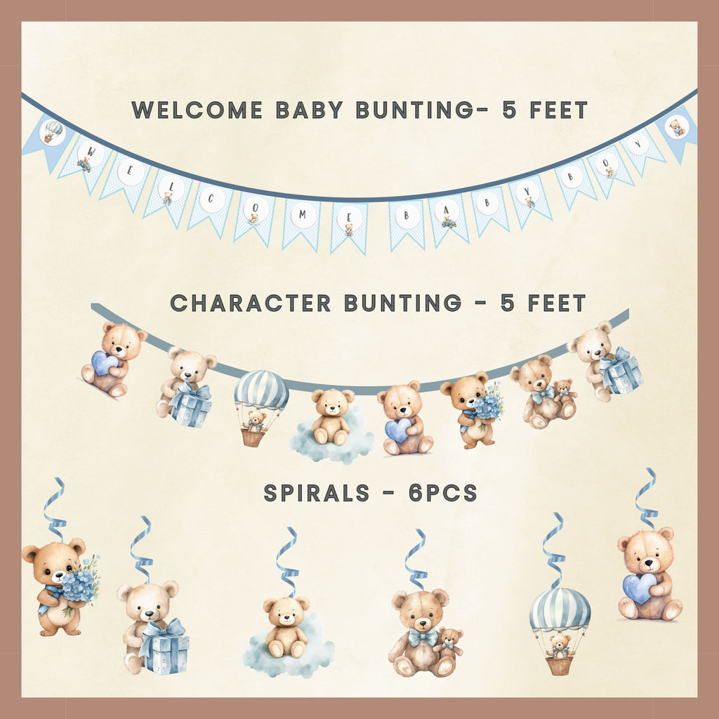 Welcome Decor For Baby Boy- Teddy Blue