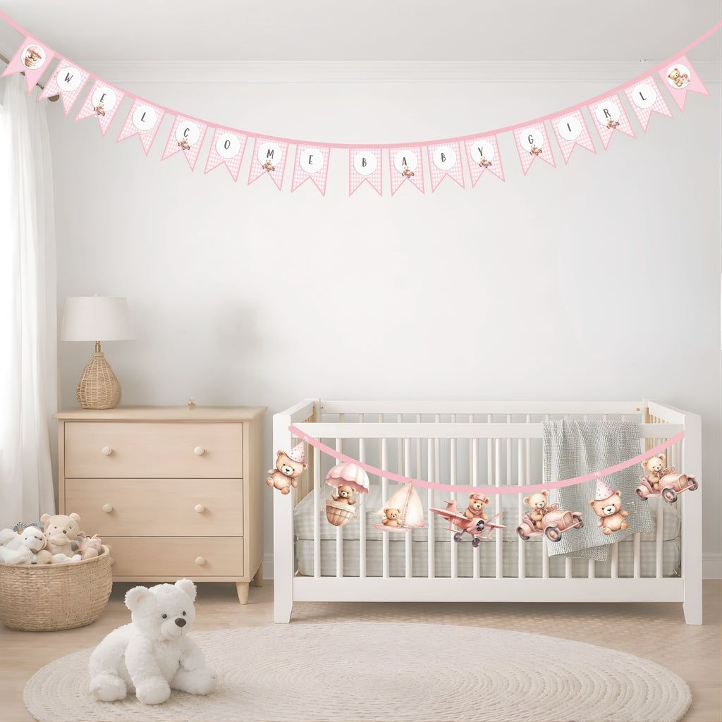 Welcome Decor - Baby Girl - Teddy Pink