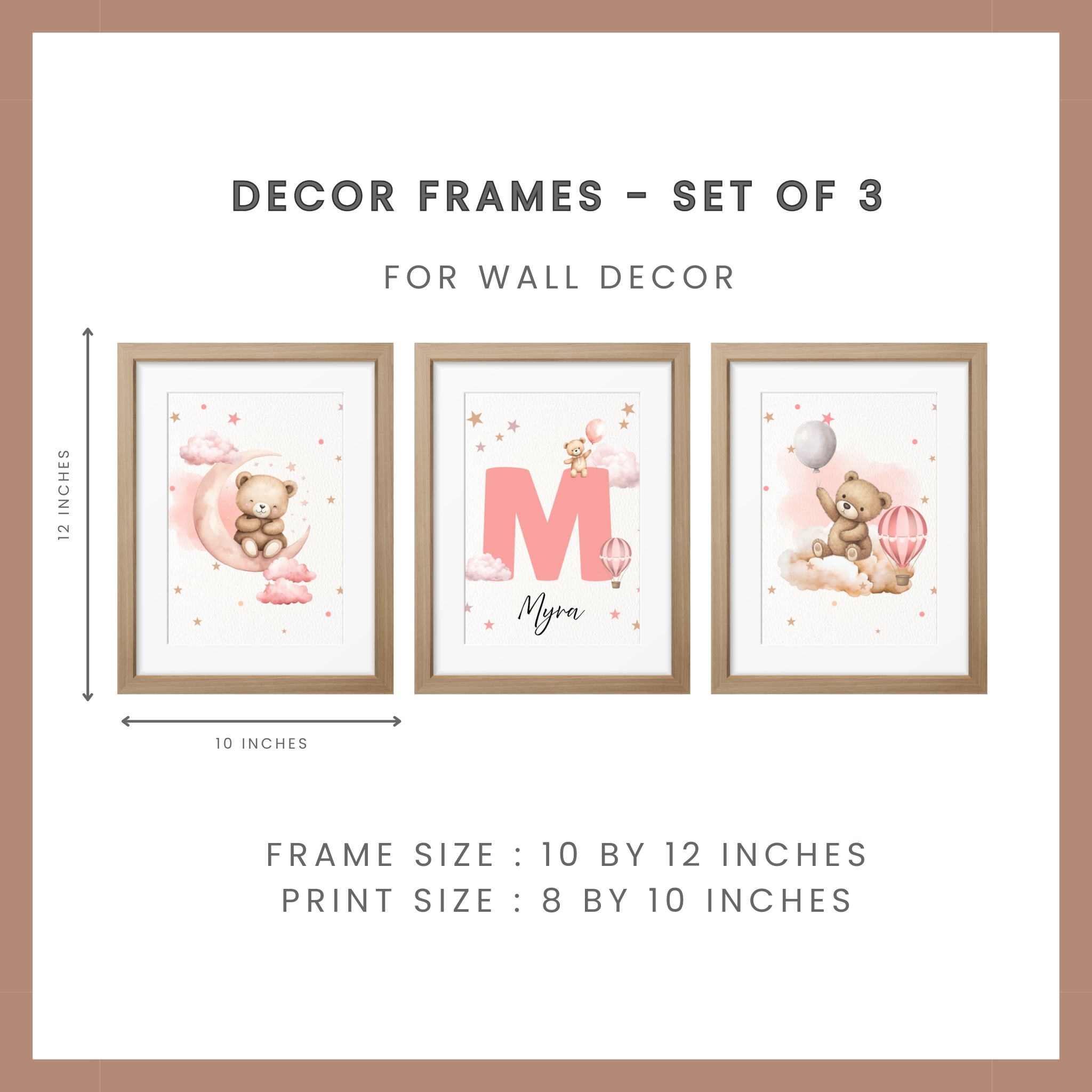 Personalized Nursery Wall Art - Teddy Pink