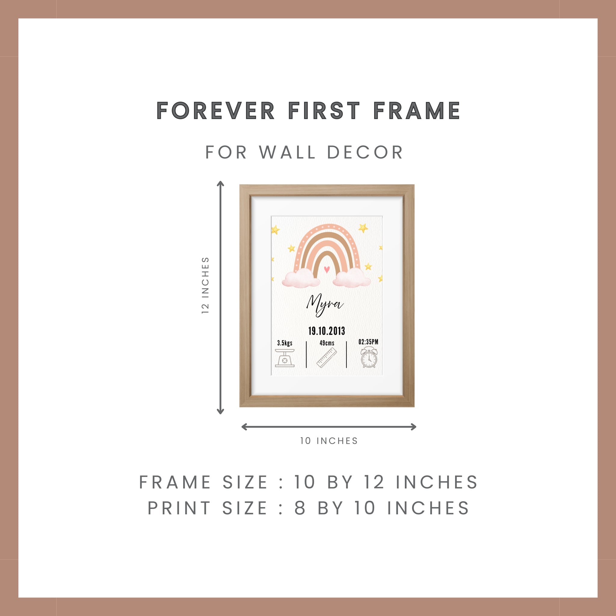 Birth Announcement Frame - Rainbow Pink