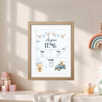 Birth Announcement Frame- Teddy Blue