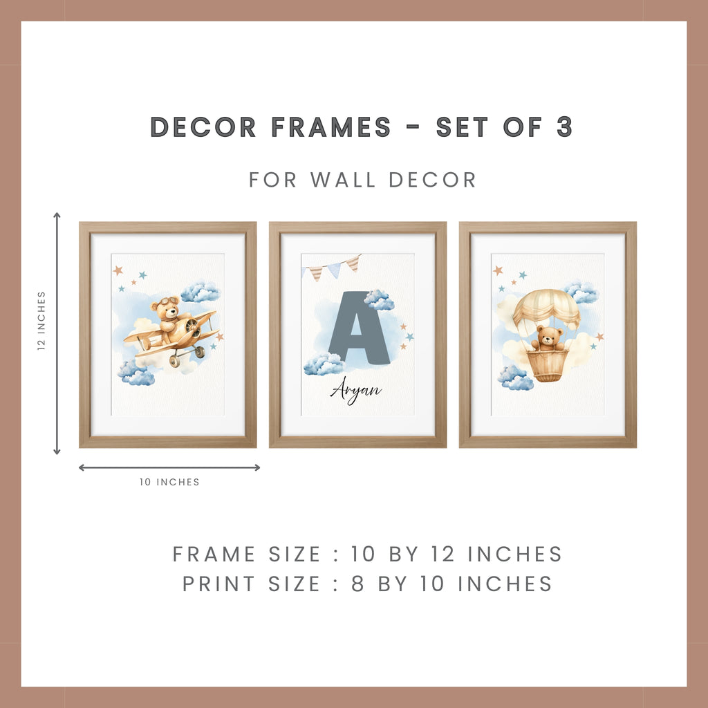 Personalized Nursery Wall Art - Teddy Blue