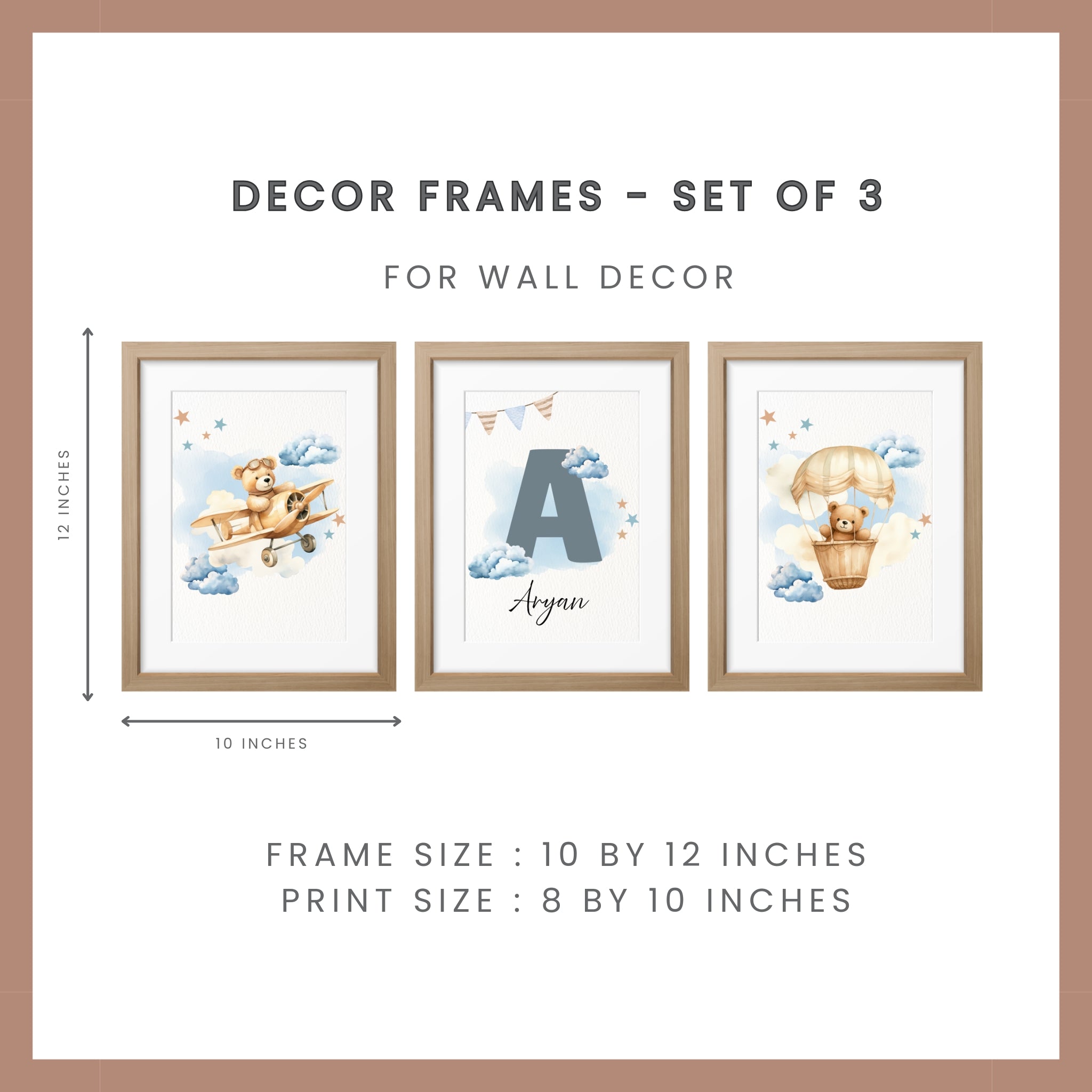 Personalized Nursery Wall Art - Teddy Blue