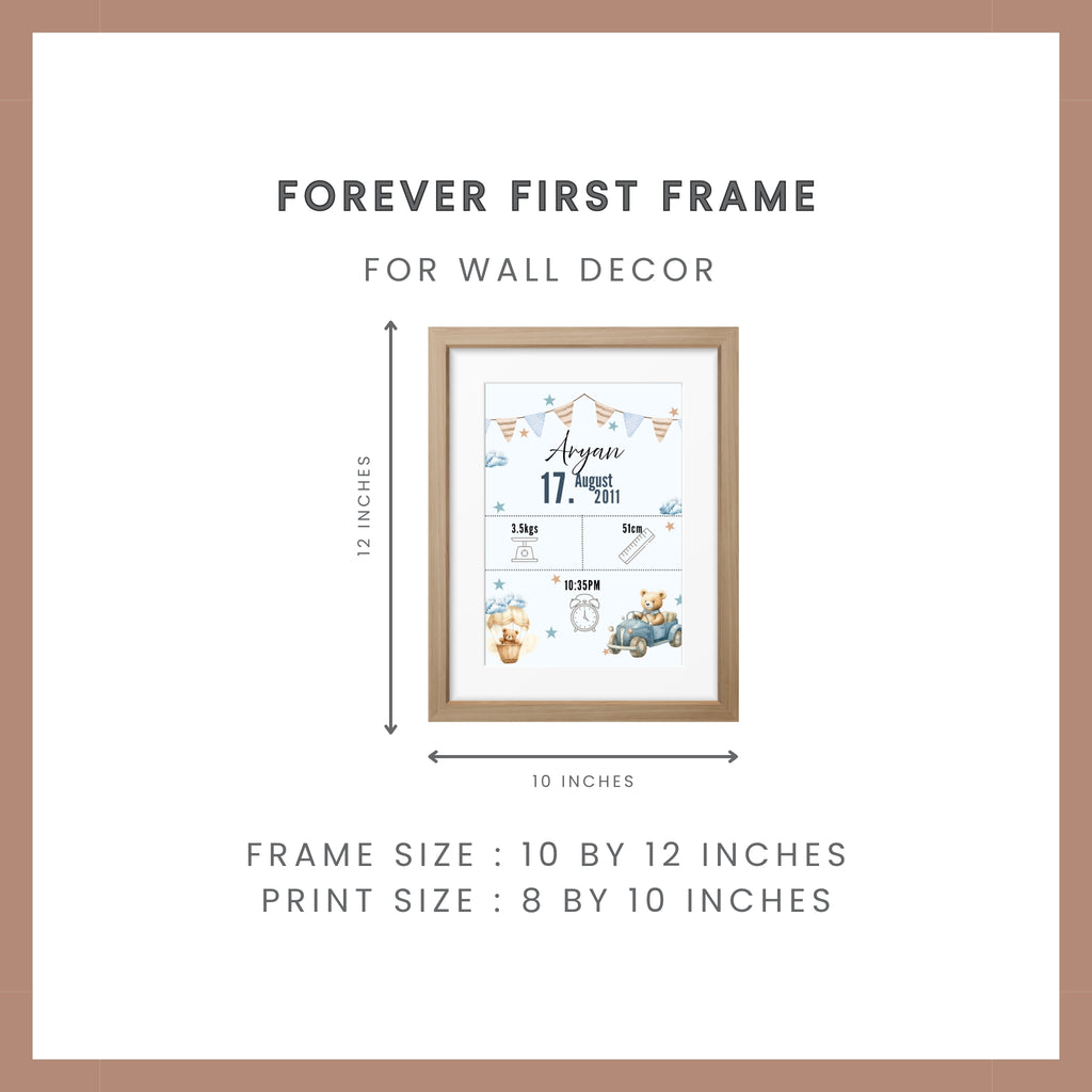 Birth Announcement Frame- Teddy Blue