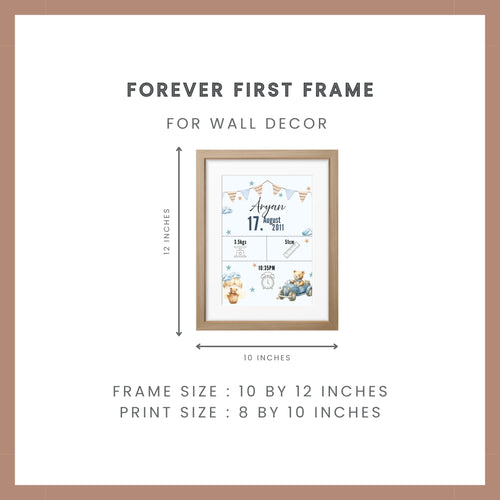 Birth Announcement Frame- Teddy Blue