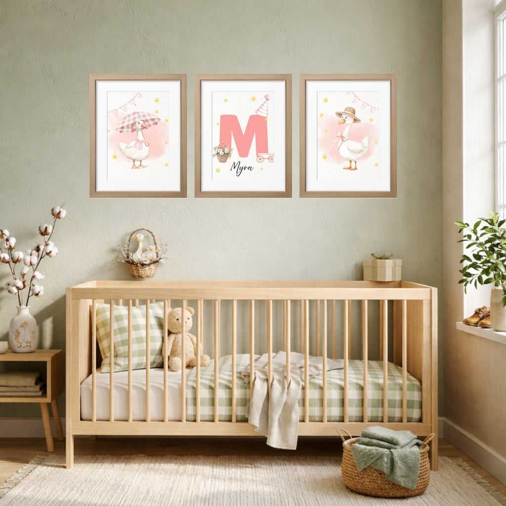 Personalized Nursery Wall Art - Stork Pink
