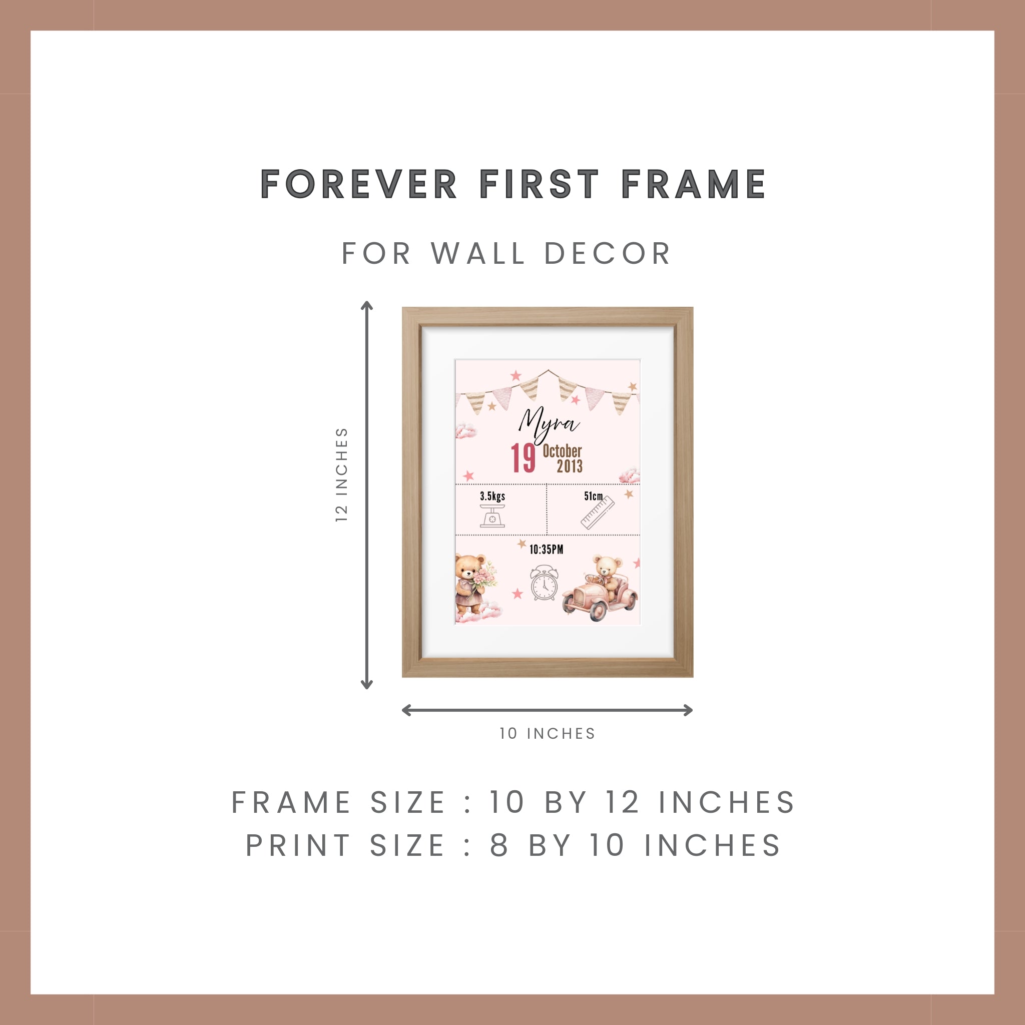 Birth Announcement Frame- Teddy Pink