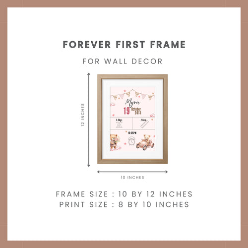 Birth Announcement Frame- Teddy Pink