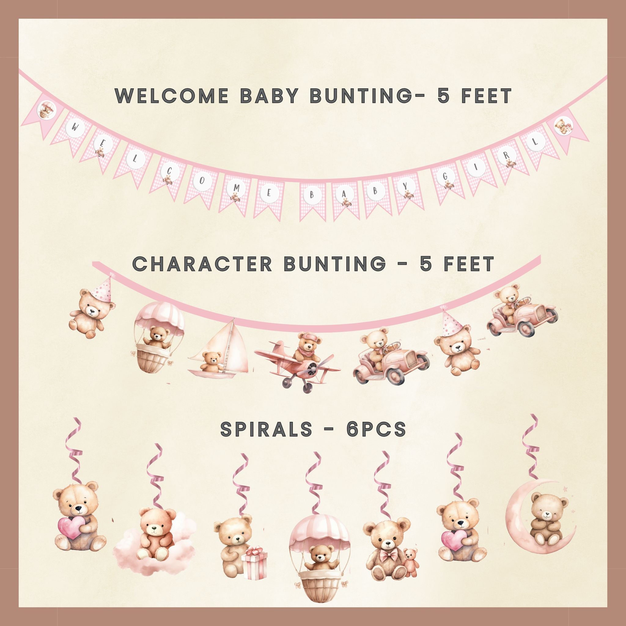 Welcome Decor For Baby Girl - Teddy Pink